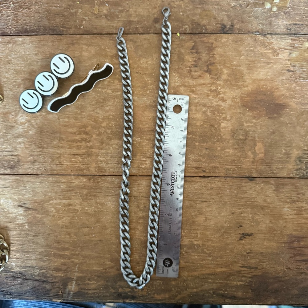 Silver Chain Necklace- long choker